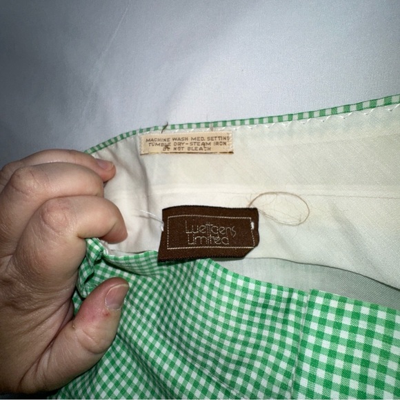 Luettgens Mens Vintage Green Checked Gingham Trousers Pants Size 36 x 32 - Picture 5 of 7